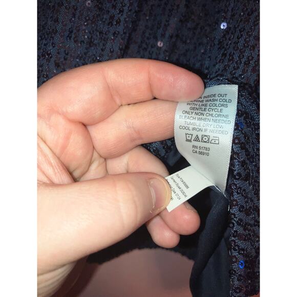 NWT Edgely by Maurices Navy Sequin Evening Twist Front Top Medium - Picture 7 of 8